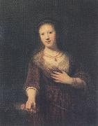 REMBRANDT Harmenszoon van Rijn Portrait of Saskia as Flora (mk33) oil painting